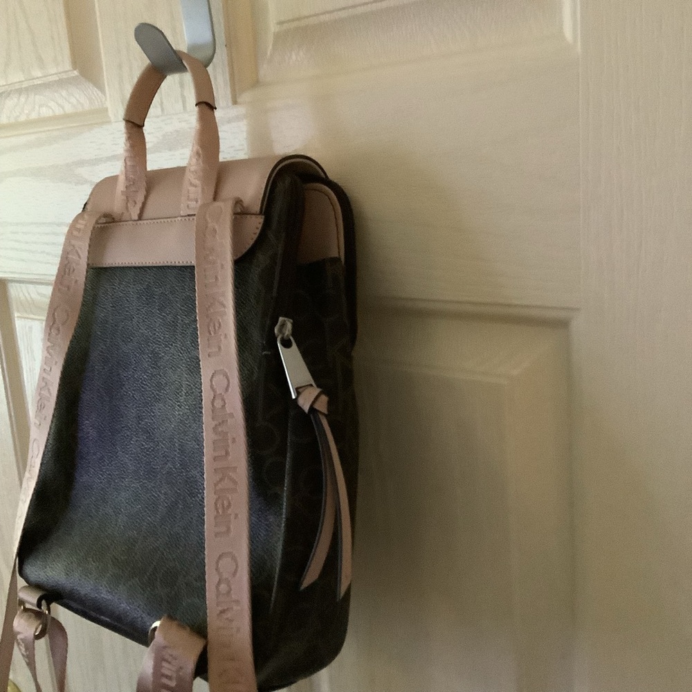 Calvin Klein Brand backpack purse, brown/beige. - Picture 7 of 12